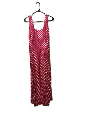 Vintage Selina Red Polka Dot Maxi Dress Canada Rayon Summer Dress Size 8 NOS